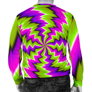 Green Vortex Moving Optical Illusion Men's Crewneck Sweatshirt GearFrost