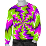 Green Vortex Moving Optical Illusion Men's Crewneck Sweatshirt GearFrost