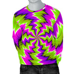 Green Vortex Moving Optical Illusion Men's Crewneck Sweatshirt GearFrost