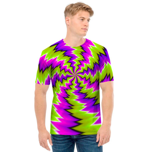 Green Vortex Moving Optical Illusion Men's T-Shirt