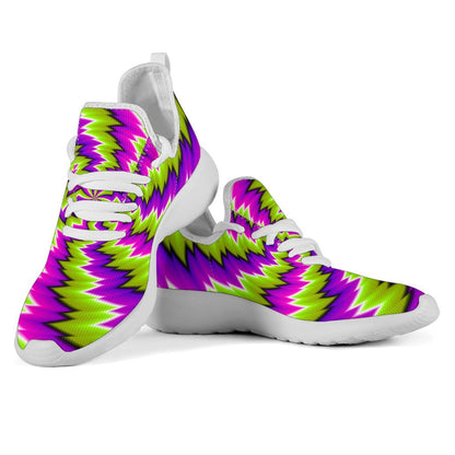 Green Vortex Moving Optical Illusion Mesh Knit Shoes GearFrost