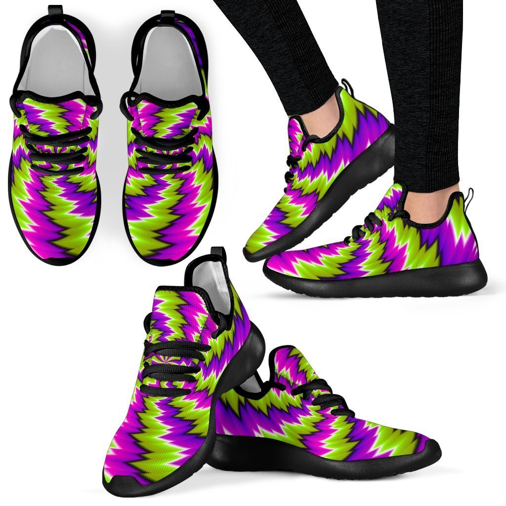 Green Vortex Moving Optical Illusion Mesh Knit Shoes GearFrost