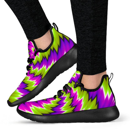 Green Vortex Moving Optical Illusion Mesh Knit Shoes GearFrost
