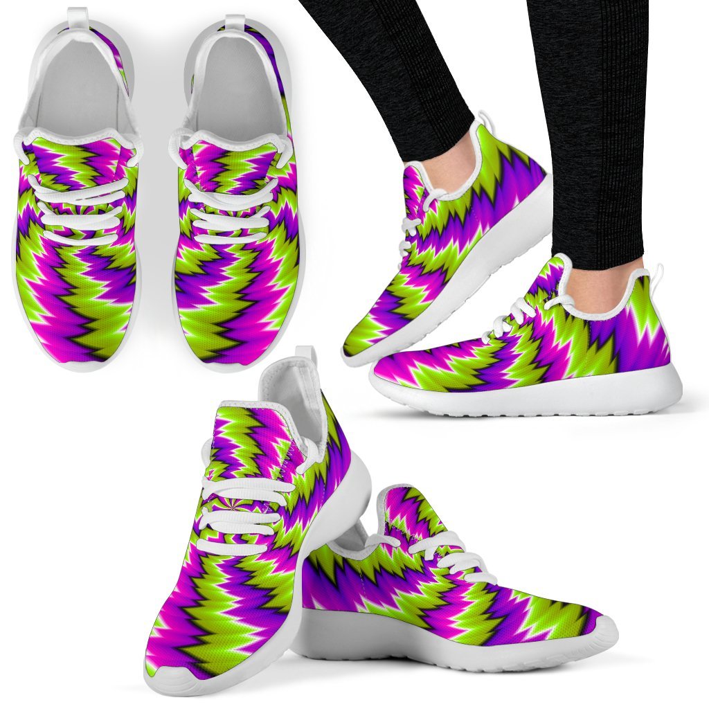 Green Vortex Moving Optical Illusion Mesh Knit Shoes GearFrost
