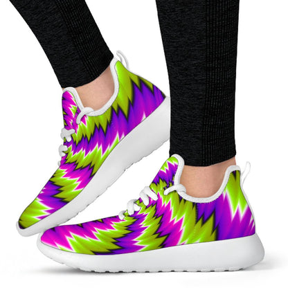 Green Vortex Moving Optical Illusion Mesh Knit Shoes GearFrost