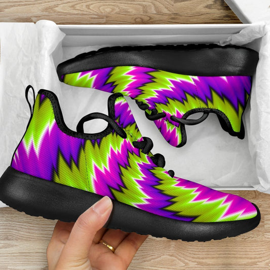 Green Vortex Moving Optical Illusion Mesh Knit Shoes GearFrost