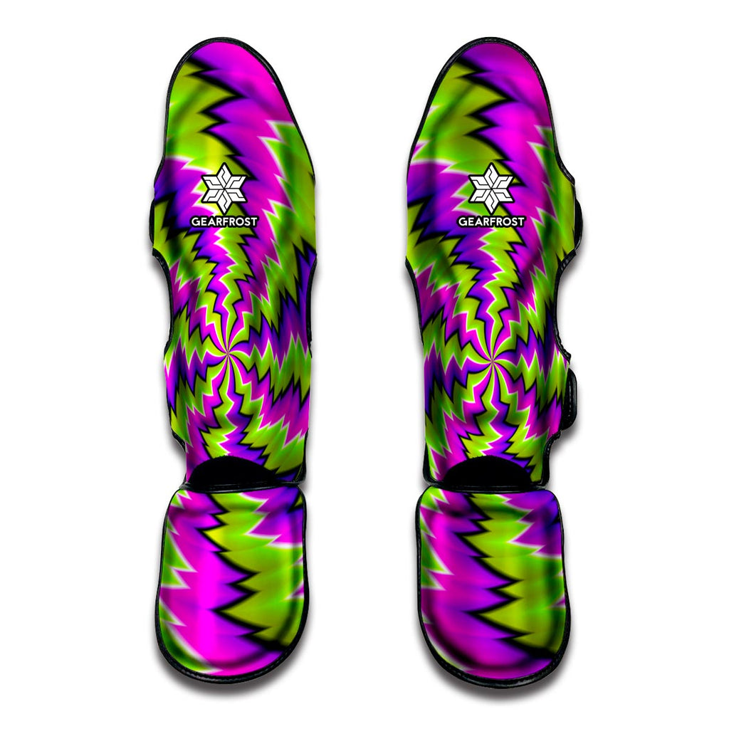 Green Vortex Moving Optical Illusion Muay Thai Shin Guard