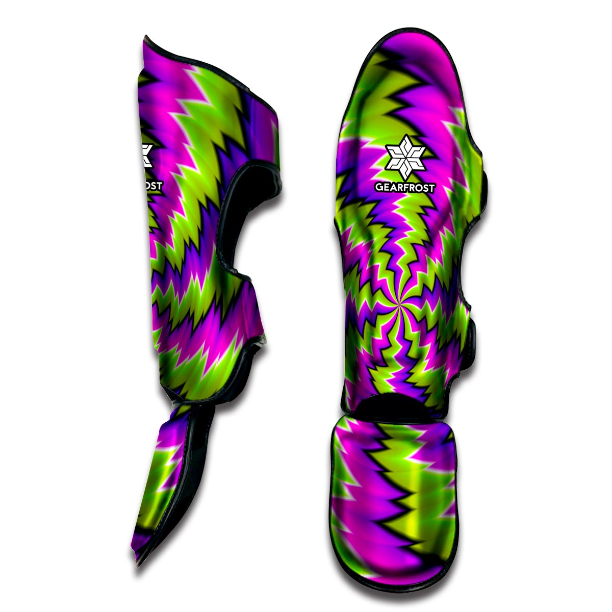 Green Vortex Moving Optical Illusion Muay Thai Shin Guard