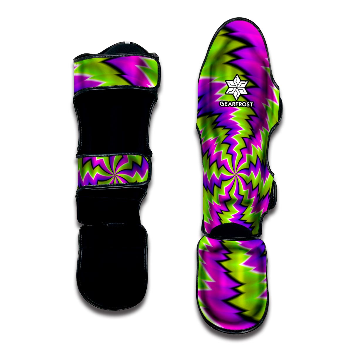 Green Vortex Moving Optical Illusion Muay Thai Shin Guard