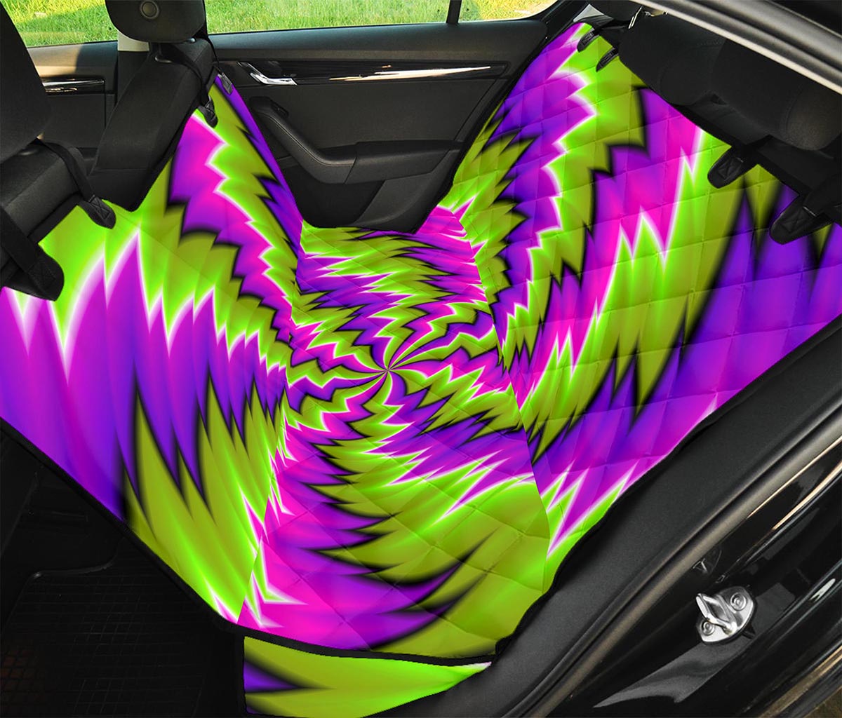 Green Vortex Moving Optical Illusion Pet Car Back Seat Cover