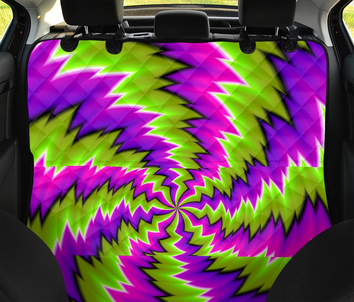 Green Vortex Moving Optical Illusion Pet Car Back Seat Cover