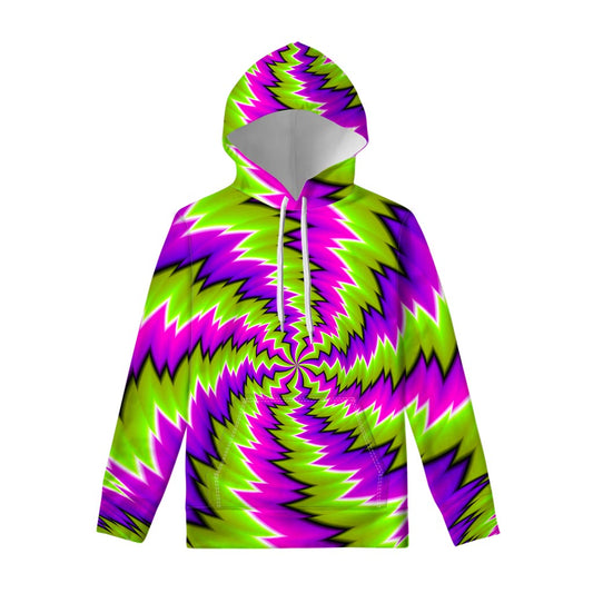 Green Vortex Moving Optical Illusion Pullover Hoodie
