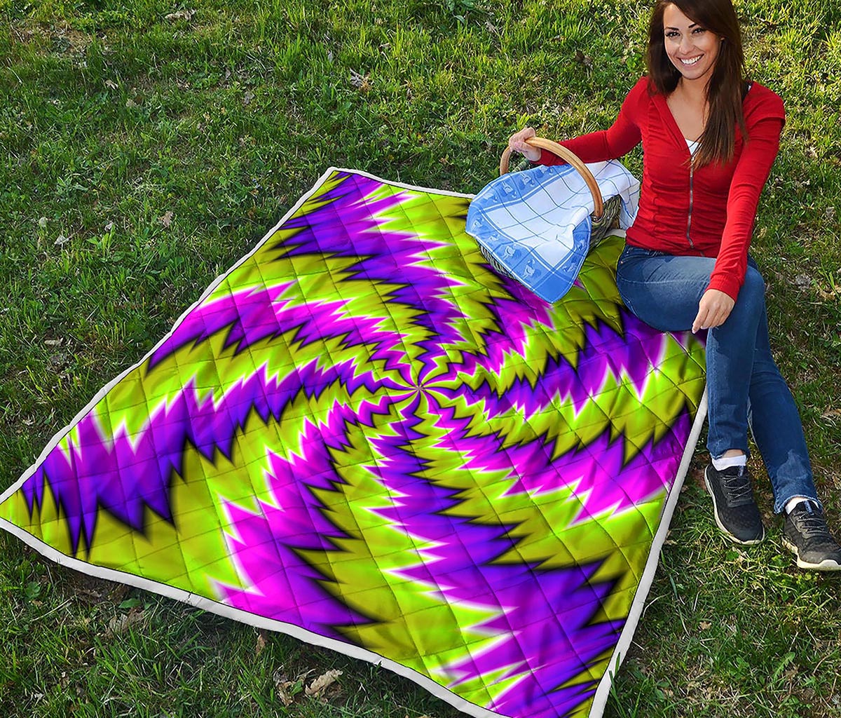 Green Vortex Moving Optical Illusion Quilt