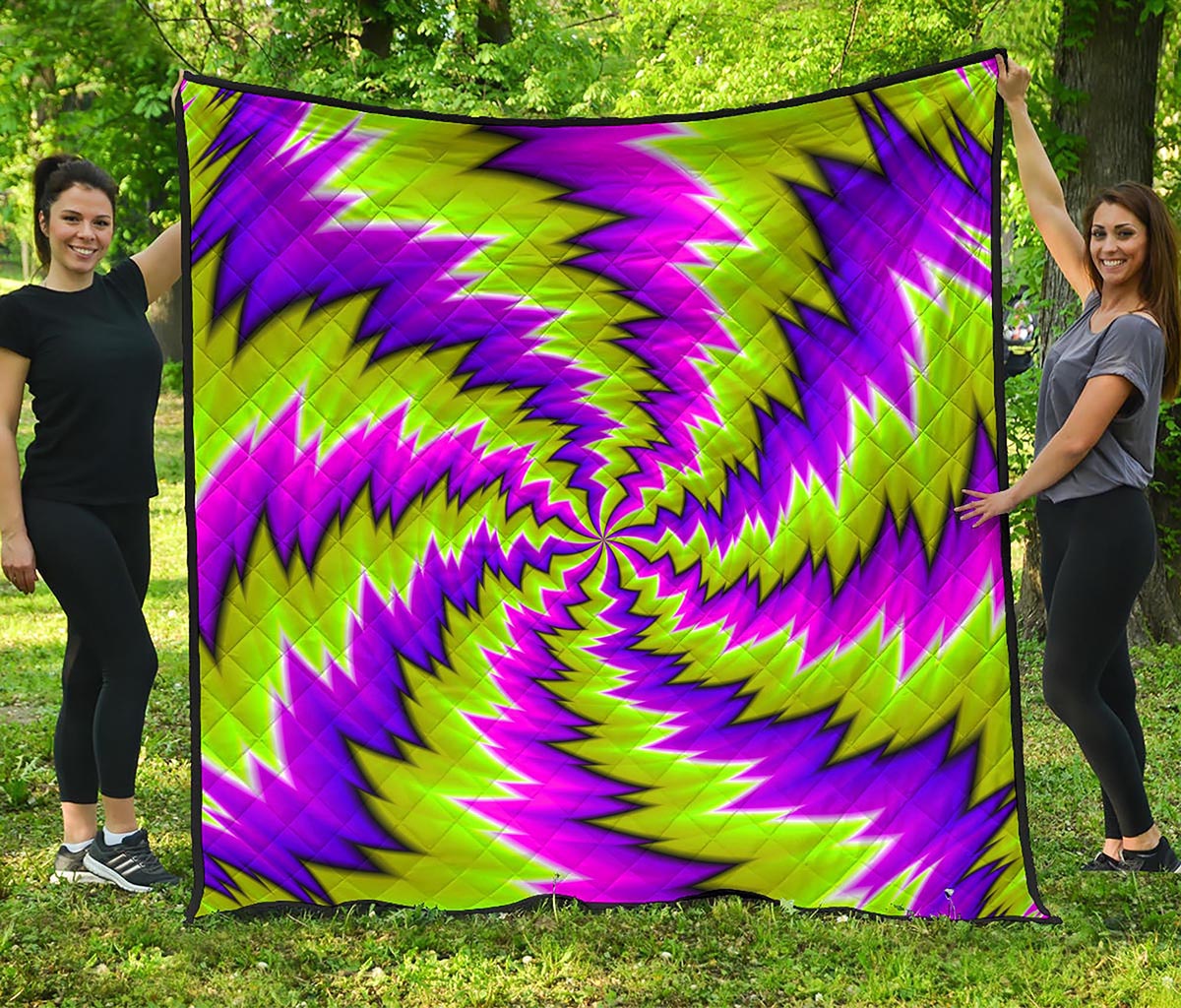 Green Vortex Moving Optical Illusion Quilt