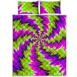 Green Vortex Moving Optical Illusion Quilt Bed Set