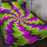 Green Vortex Moving Optical Illusion Quilt Bed Set