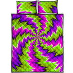 Green Vortex Moving Optical Illusion Quilt Bed Set