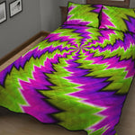 Green Vortex Moving Optical Illusion Quilt Bed Set