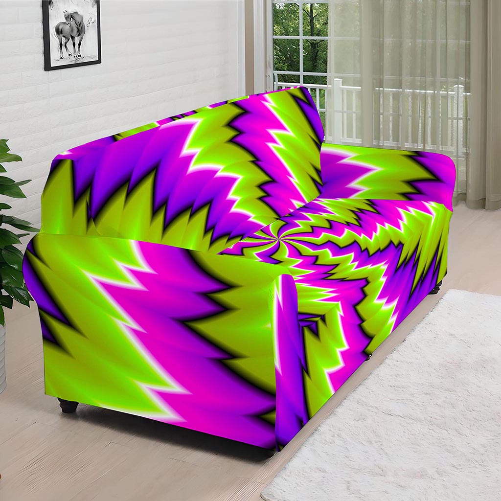 Green Vortex Moving Optical Illusion Sofa Cover