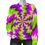 Green Vortex Moving Optical Illusion Women's Crewneck Sweatshirt GearFrost