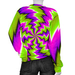 Green Vortex Moving Optical Illusion Women's Crewneck Sweatshirt GearFrost