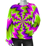 Green Vortex Moving Optical Illusion Women's Crewneck Sweatshirt GearFrost