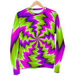 Green Vortex Moving Optical Illusion Women's Crewneck Sweatshirt GearFrost