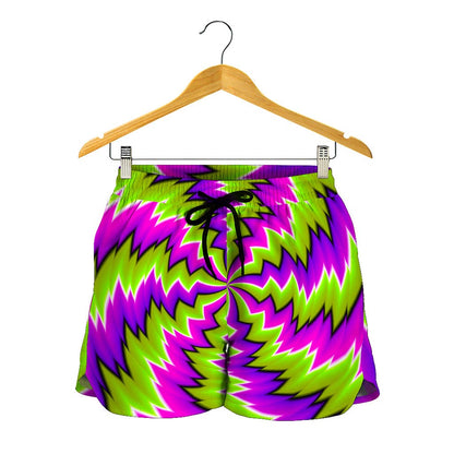 Green Vortex Moving Optical Illusion Women's Shorts