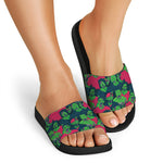 Green Walking Zombie Print Black Slide Sandals