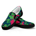 Green Walking Zombie Print Black Slip On Sneakers