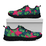 Green Walking Zombie Print Black Sneakers