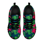 Green Walking Zombie Print Black Sneakers
