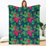 Green Walking Zombie Print Blanket