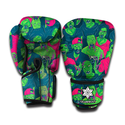 Green Walking Zombie Print Boxing Gloves