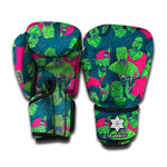 Green Walking Zombie Print Boxing Gloves