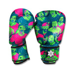 Green Walking Zombie Print Boxing Gloves