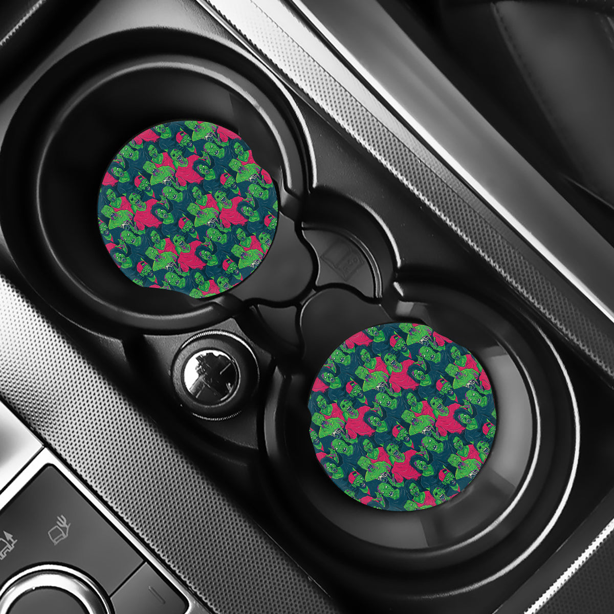 Green Walking Zombie Print Car Coasters