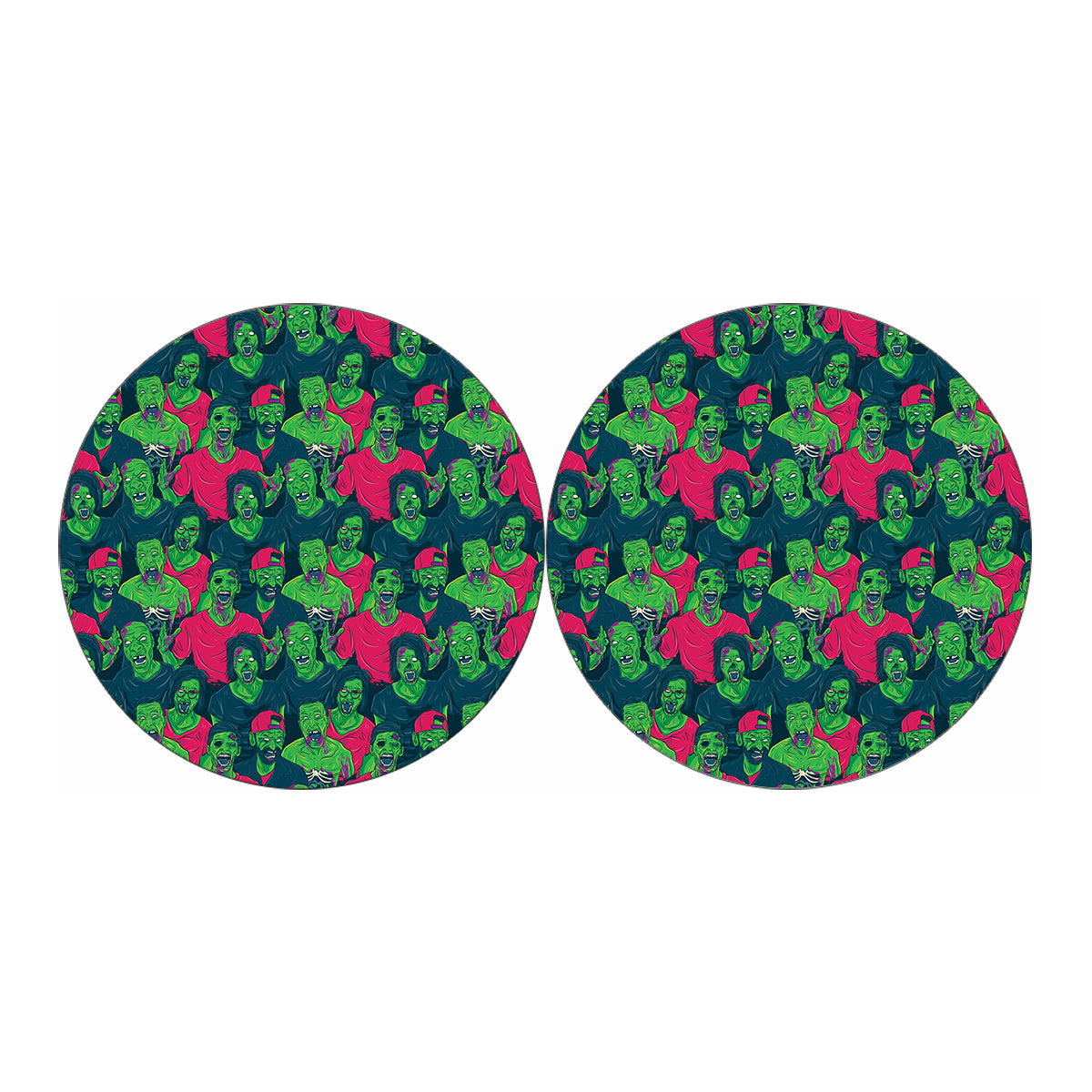 Green Walking Zombie Print Car Coasters