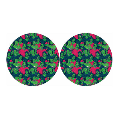 Green Walking Zombie Print Car Coasters