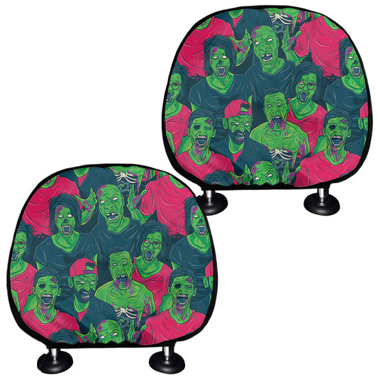 Green Walking Zombie Print Car Headrest Covers