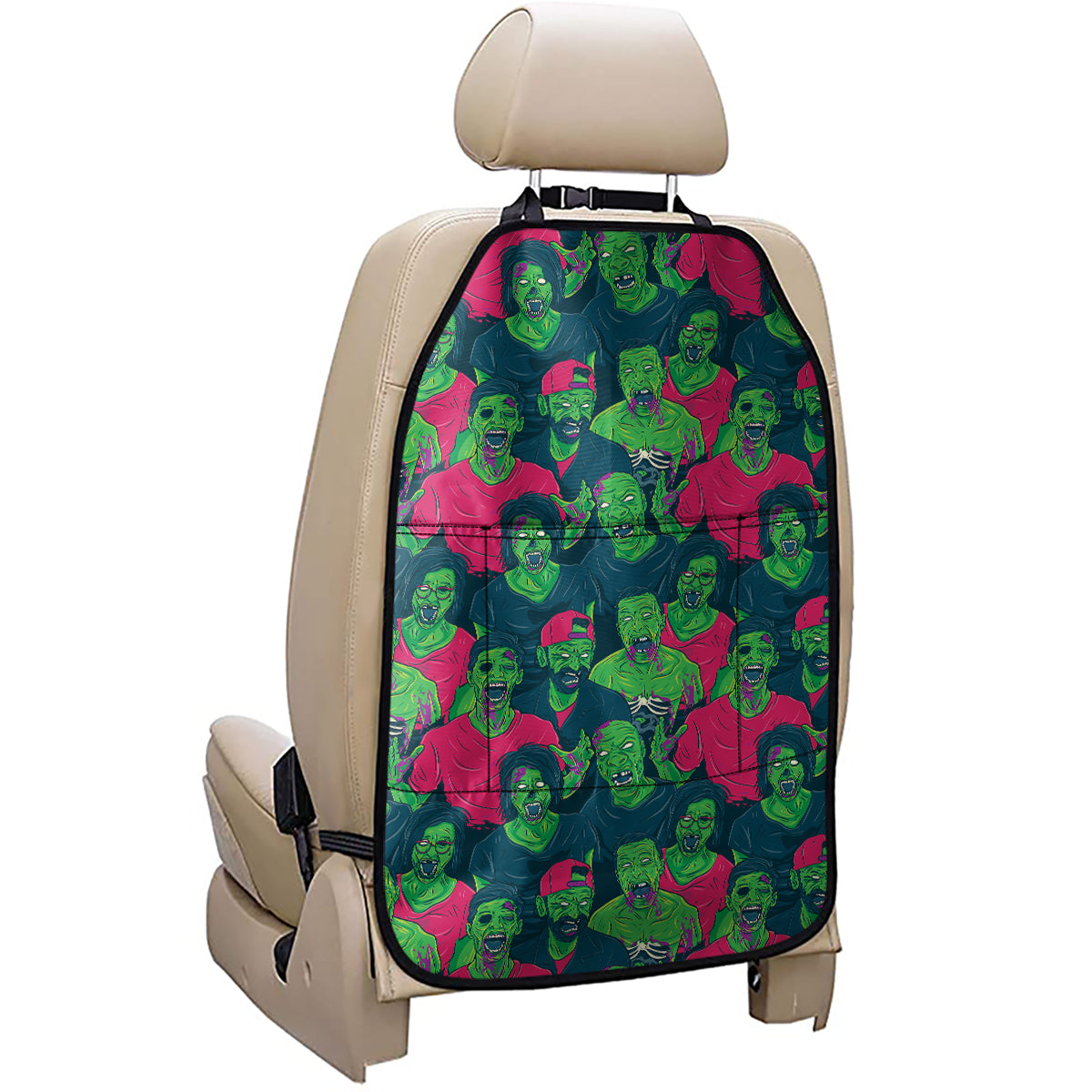 Green Walking Zombie Print Car Seat Organizers
