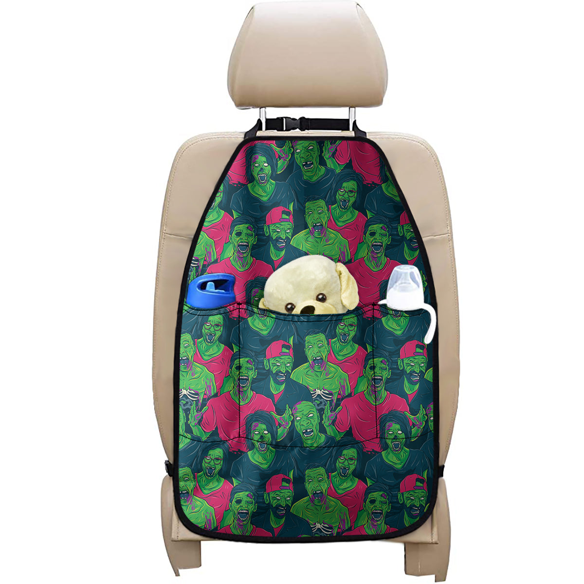 Green Walking Zombie Print Car Seat Organizers