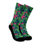 Green Walking Zombie Print Crew Socks