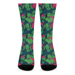 Green Walking Zombie Print Crew Socks