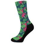 Green Walking Zombie Print Crew Socks