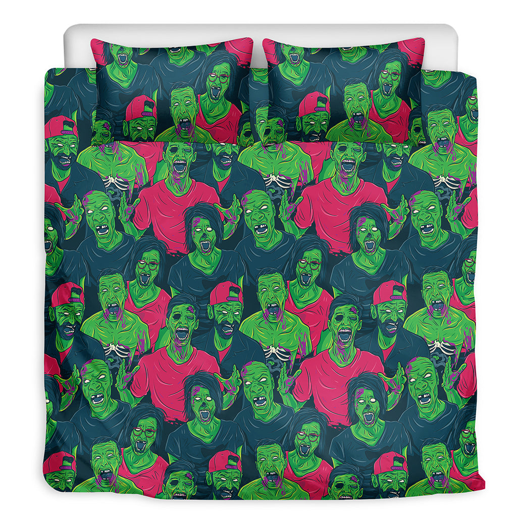 Green Walking Zombie Print Duvet Cover Bedding Set