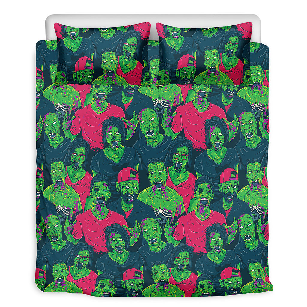 Green Walking Zombie Print Duvet Cover Bedding Set