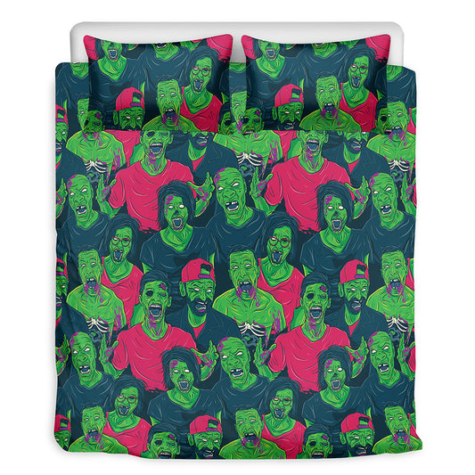 Green Walking Zombie Print Duvet Cover Bedding Set