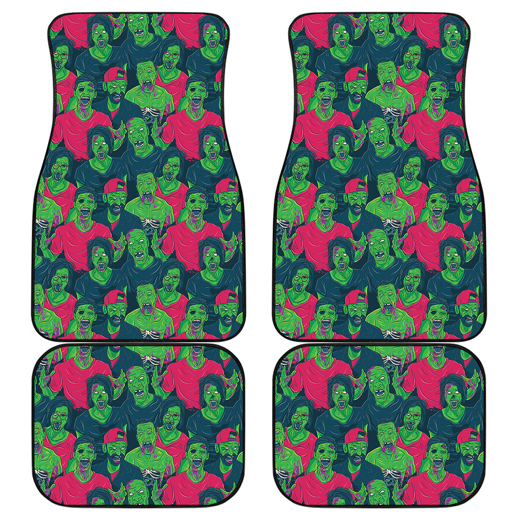 Green Walking Zombie Print Front and Back Car Floor Mats