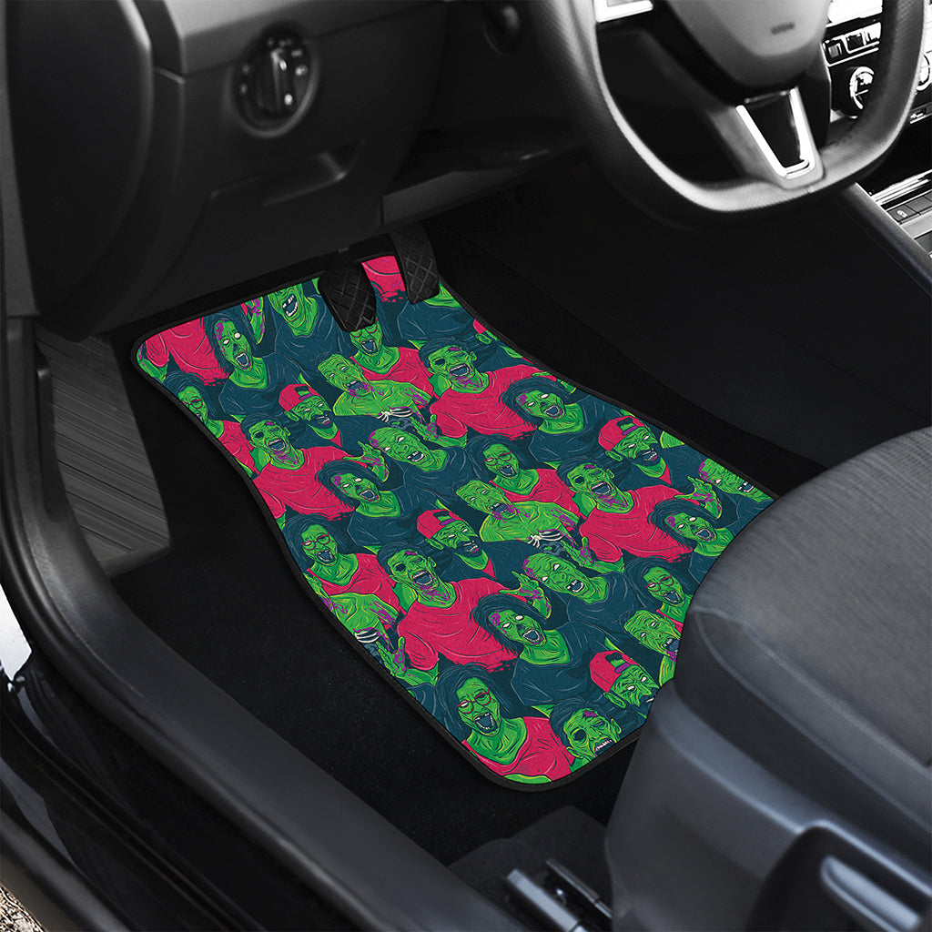 Green Walking Zombie Print Front and Back Car Floor Mats